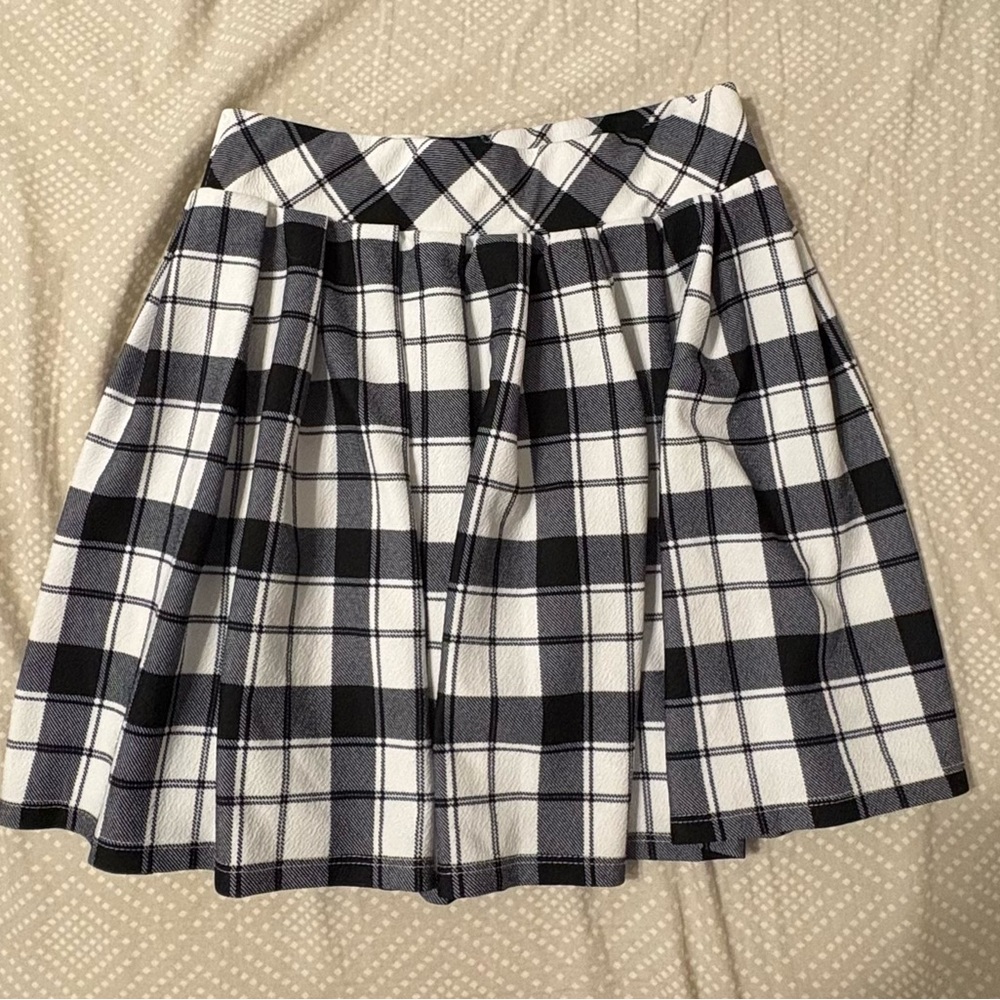 Love Streak Black and White Plaid Skater Skirt